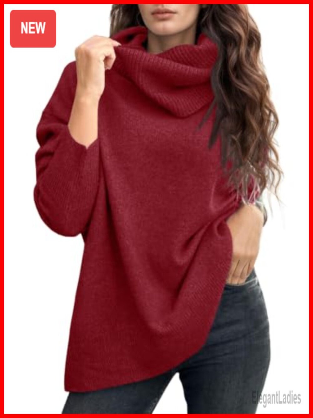 Oversized Turtleneck Sweater Long Sleeve Pullover Women's Winter